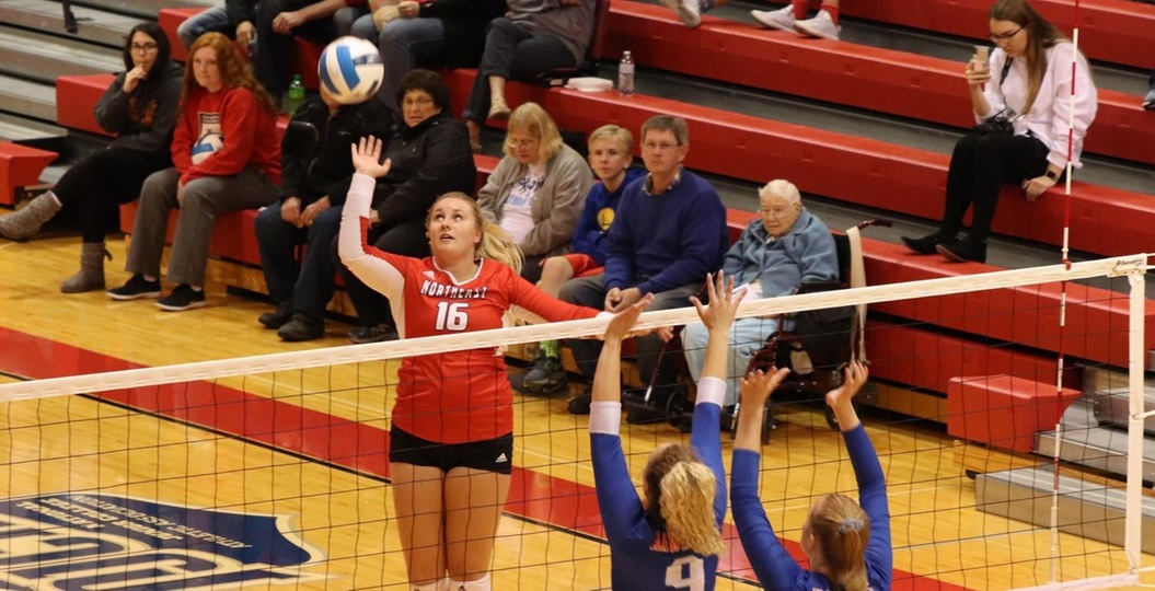 Northeast volleyball takes care of Hawkeye in four sets